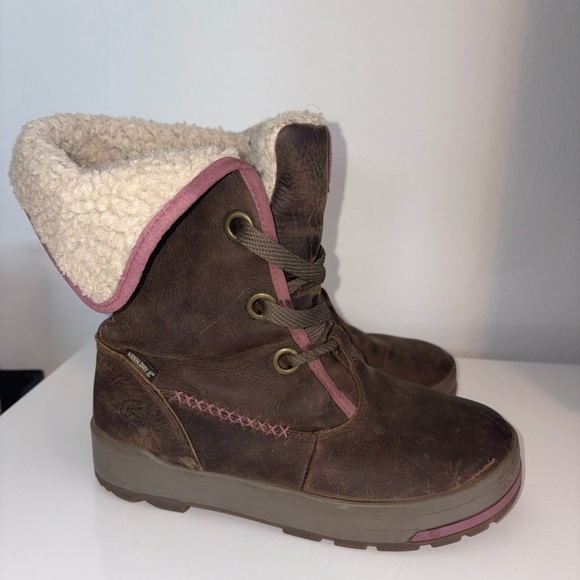 Keen Dry Snowmass Brown Leather Sherpa Low Boots - Picture 10 of 16